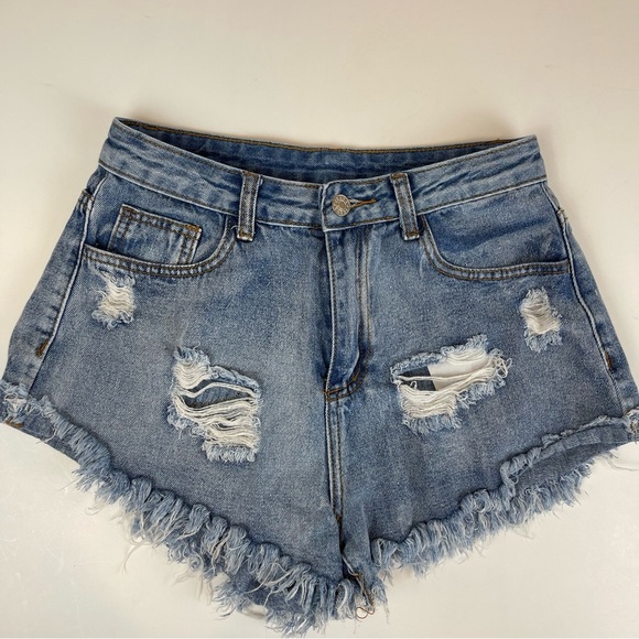High Rise Cut Off Ripped Jean Shorts - Picture 3 of 15